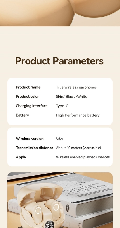 Auricolare Bluetooth Auricolare 5.4 4-5 Ore Per Carica 600mAh Cassa 4.8g 2.8×2.5×1.8cm Optimizato Mic Mic Colori Dinamici