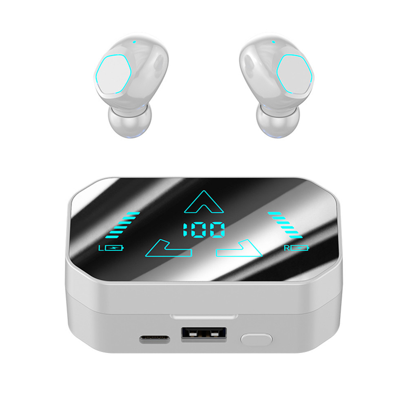 Bluetooth 5.3, F10 cuffie in orecchio impermeabili e impermeabili alla polvere con schermo digitale progettazione ergonomica per l' uso di giochi sportivi