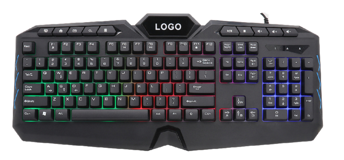 104 10 tasti tastiera ETEK con retroilluminazione arcobaleno Tecnologia di pellicola di carbonio e semplice controllo degli effetti luminosi Leggere a 658g
