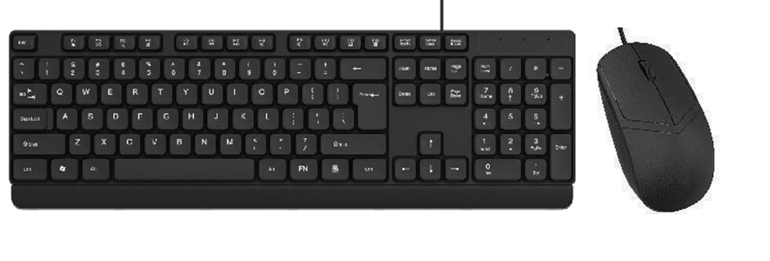 Tastiera multimediale cablata a 104 tasti nera impermeabile HIPS in plastica USB Plug-and-play stampa del logo personalizzabile mouse 1200DPI ABS Shell