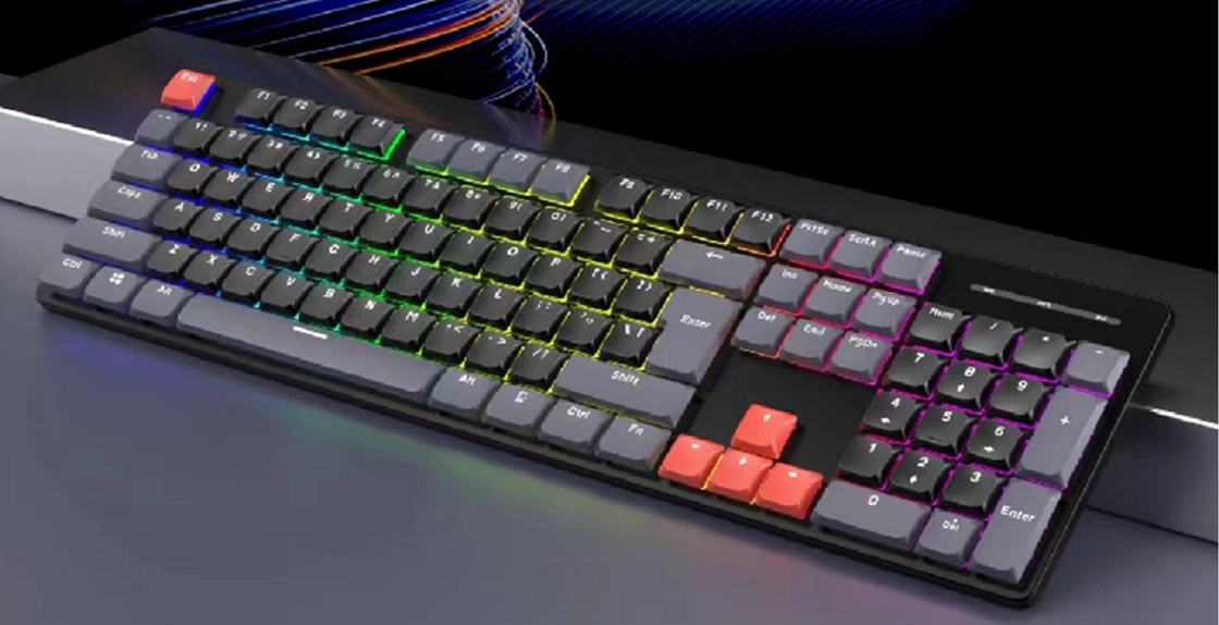 Tastiera meccanica ergonomica con tasti TYPE-C anti-fantasma e tastiere galleggianti a iniezione a due colori