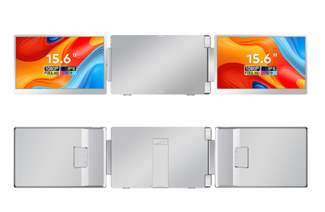 2 * 15,6 pollici monitor portatile FHD full view: rapporto di aspetto 16: 9, 1920 * 1080 IPS risoluzione ad alta definizione, interfaccia Type-C 3.1, supporto HDR, screen flip