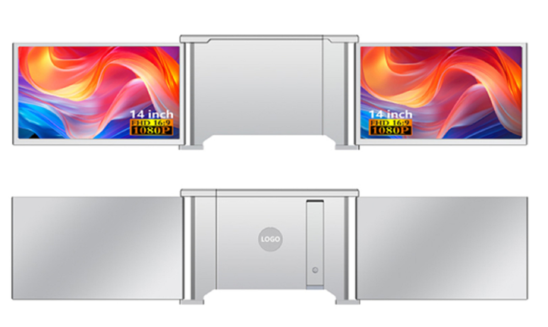 Doppio monitor portatile FHD da 14 pollici, compatibile con portatili da 13,5-16,5 pollici.