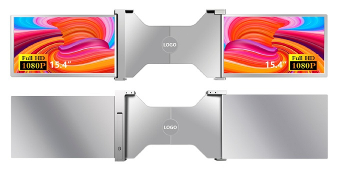 Due monitor per laptop FHD da 15,4 pollici, compatibili con laptop da 15,6-18,5 pollici, con interfaccia di tipo C con supporto HDR.
