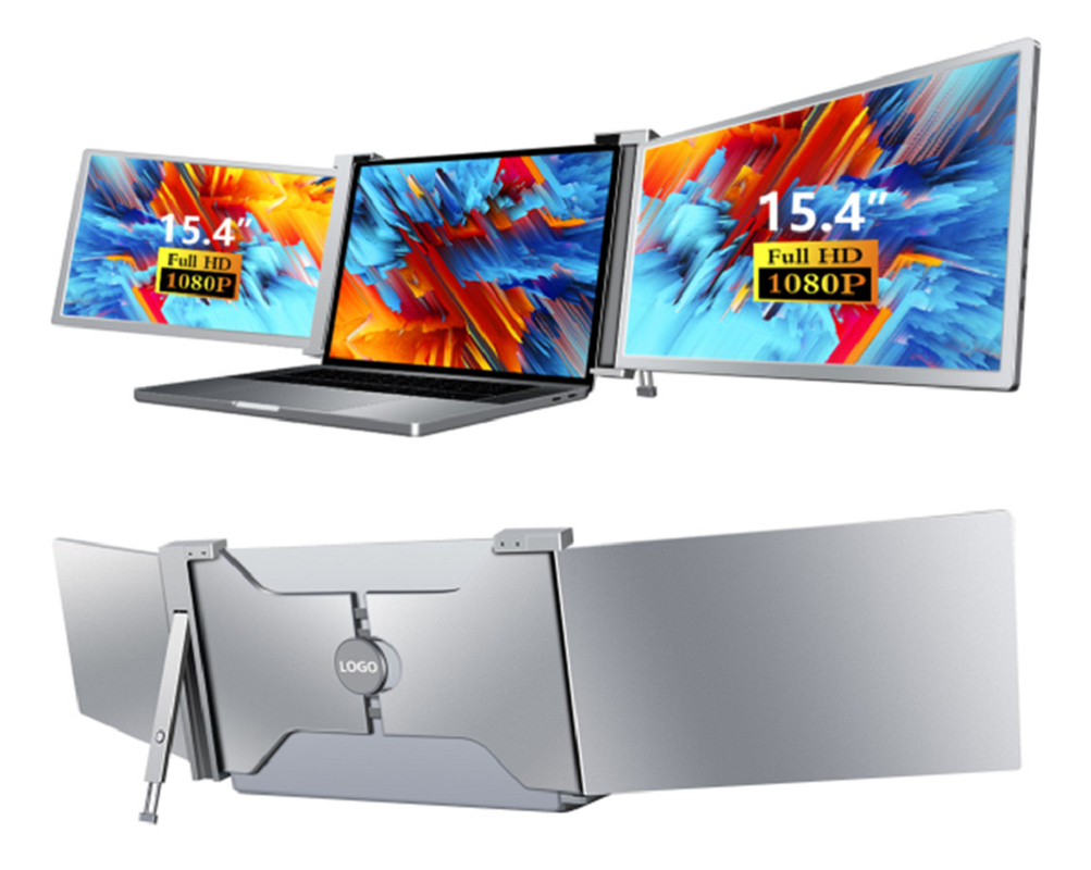 Due monitor per laptop FHD da 15,4 pollici, compatibili con laptop da 15,6-18,5 pollici, con interfaccia di tipo C con supporto HDR.