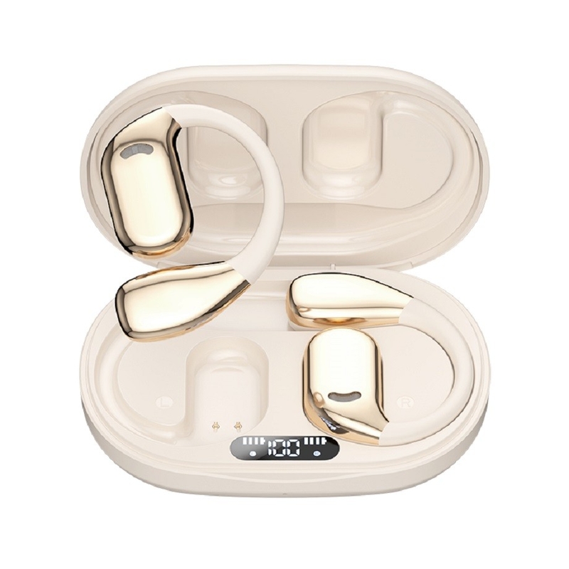 Auricolari Bluetooth 5.4 TWS, altoparlante a diaframma in titanio composito, tempo di gioco di 6 ore con custodia di ricarica da 300 mAh, schermo a batteria digitale.