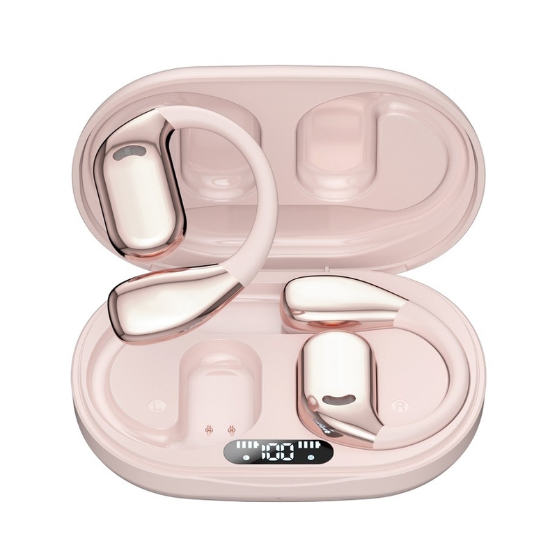 Auricolari Bluetooth 5.4 TWS, altoparlante a diaframma in titanio composito, tempo di gioco di 6 ore con custodia di ricarica da 300 mAh, schermo a batteria digitale.