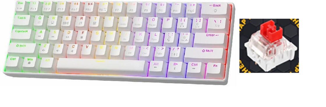 Tastiera meccanica compatta a 68 tasti con retroilluminazione RGB personalizzabile, interruttori intercambiabili a caldo e connettività USB