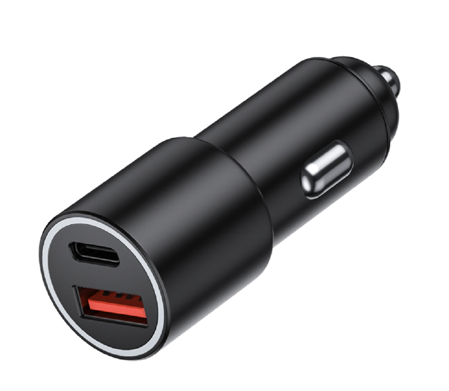 Caricabatterie per auto USB-C a doppia porta da 48W, 12-24V DC Input ABS+PC