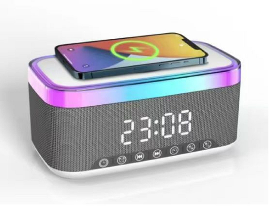 L'altoparlante Bluetooth supporta la ricarica veloce da 15W, doppio altoparlante da 52mm con uscita da 10W, batteria al litio da 1200mAh e orologio intelligente