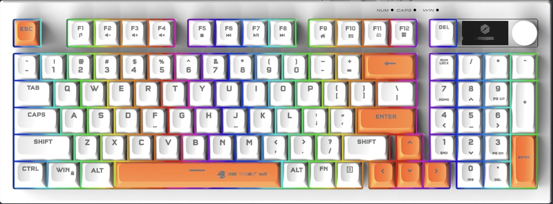 Tastiera cablata staccabile con piastra di ferro + struttura ABS Film d' argento supporta il commutazione della luce bianca / RGB