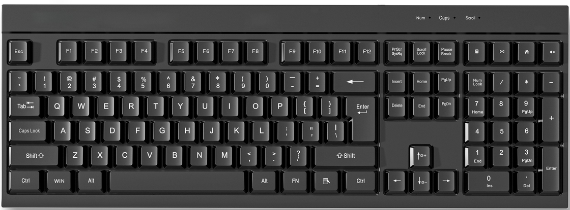 Tastiera cablata sottile con scocca in ABS, membrana argentata, tasti multimediali FN, 510g, leggera per ufficio e gaming