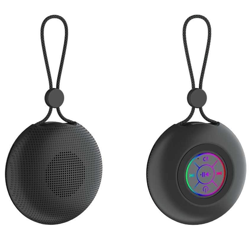 Portabile Bluetooth 5.3 altoparlante con IPX4 impermeabilizzazione luci RGB design corda appesa 52mm driver 5W uscita tipo-C di ricarica