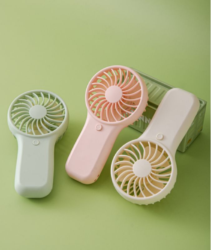 Ventilatore portatile a batteria AA, 2W di potenza, 3V di tensione, modalità a velocità singola, include cordino, bianco, verde, rosa