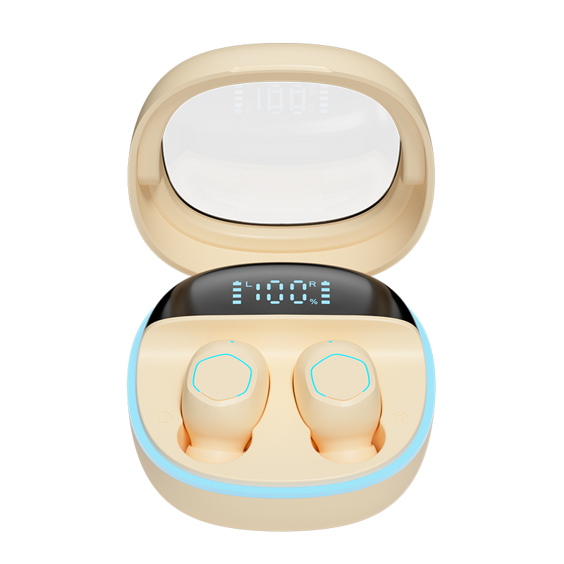 ETEK Transparent-Lid Display Earphone wireless BT 5.3 Earphone F10 a controllo tattile altoparlante colore bianco nero colore viola