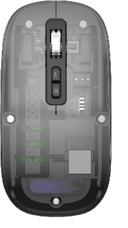 2.4G Wireless And Bluetooth AI Mouse offre impostazioni DPI regolabili 800/1200/1600 Grigio argento trasparente