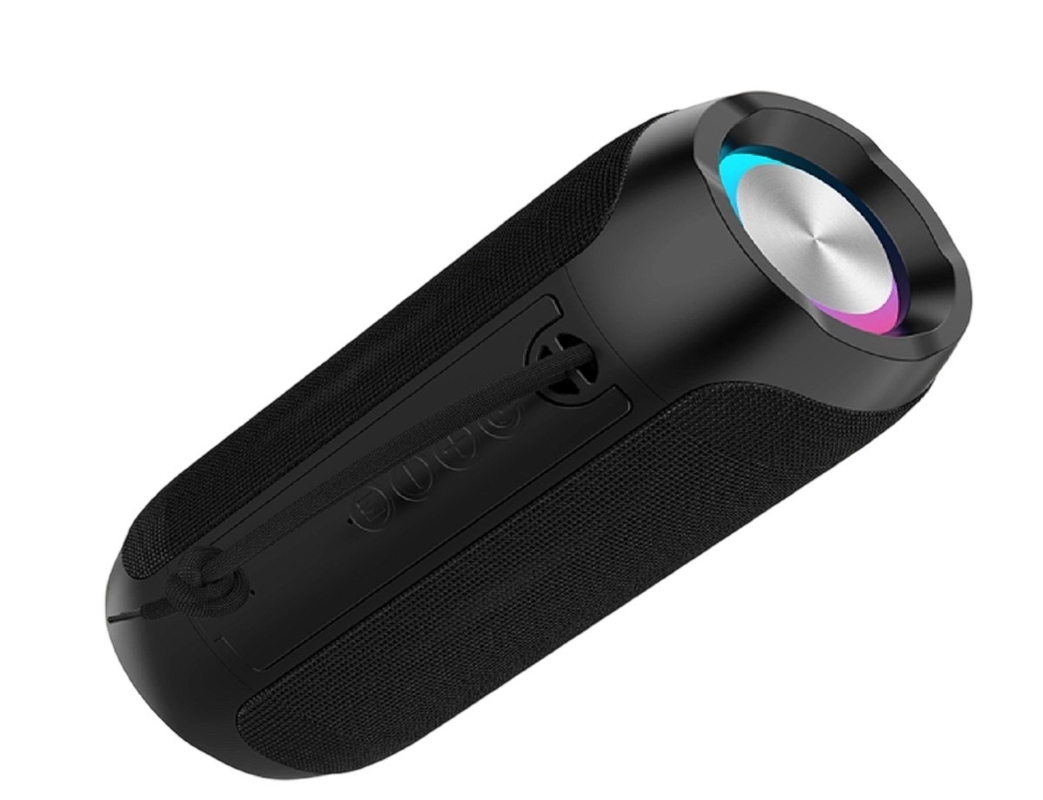 Altoparlante quadricolore (nero, grigio, rosso, blu) con ABS+silicone, doppi driver da 45MM 5W, impermeabile IPX4, batteria da 1200mAh, luce RGB