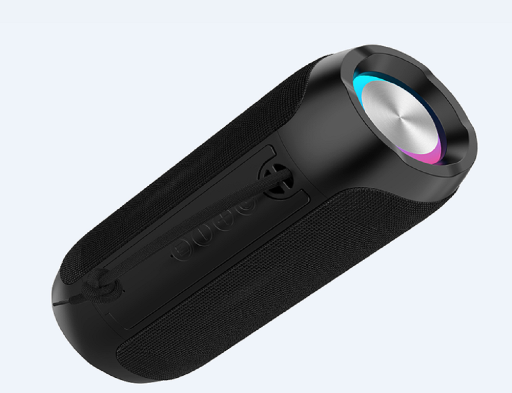 Altoparlante quadricolore (nero, grigio, rosso, blu) con ABS+silicone, doppi driver da 45MM 5W, impermeabile IPX4, batteria da 1200mAh, luce RGB