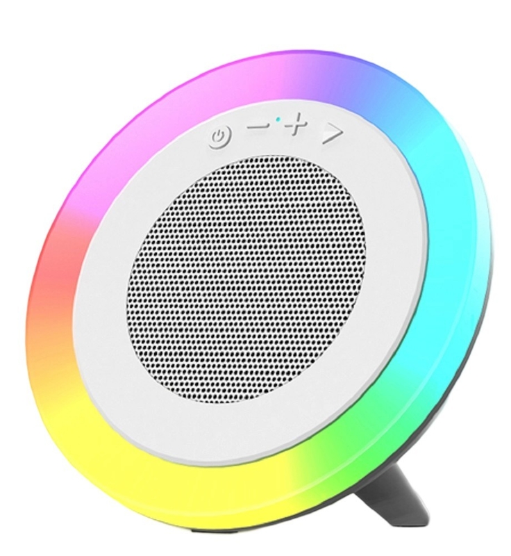 Altoparlante bluetooth tri-mode bianco 66mm 5W Output 1200mAh Batteria supporta riproduzione USB/TF/AUX e illuminazione RGB