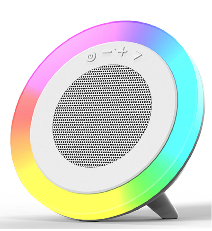 Altoparlante bluetooth tri-mode bianco 66mm 5W Output 1200mAh Batteria supporta riproduzione USB/TF/AUX e illuminazione RGB