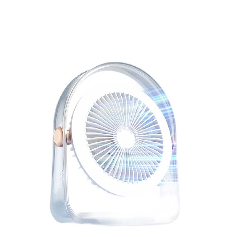 Ventilatore tricolore (bianco, grigio, verde) con PETG + motore senza spazzole, batteria da 1200mAh, vento a 3 velocità (2-6W) + regolazione della luce a 3 livelli