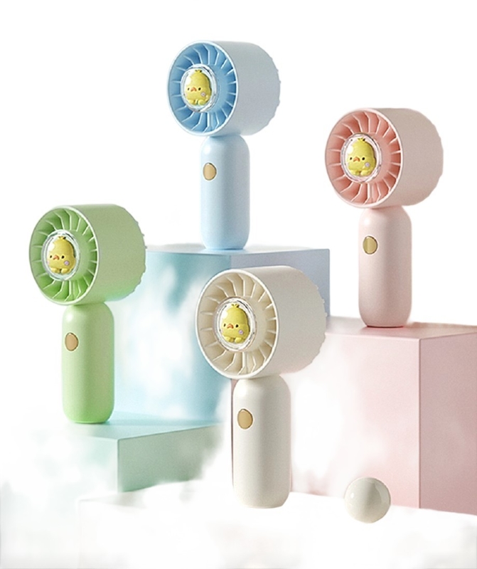 Ventilatore portatile a 3 velocità con cordino, batteria da 500 mAh, ricarica rapida Type-C, seleziona il ventilatore in bianco / verde / blu / rosa