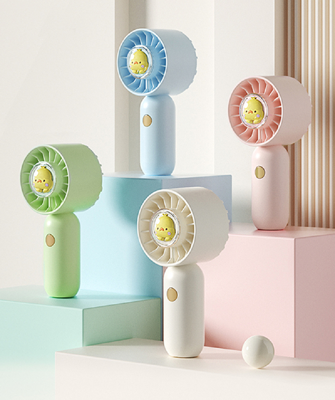 Ventilatore portatile a 3 velocità con cordino, batteria da 500 mAh, ricarica rapida Type-C, seleziona il ventilatore in bianco / verde / blu / rosa