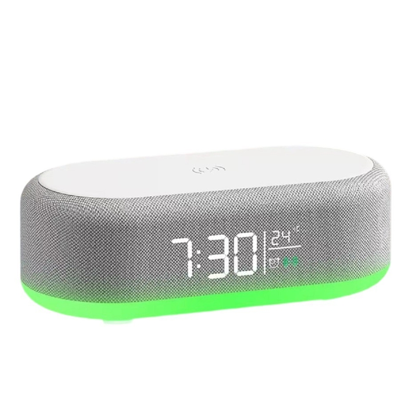 Altoparlante multifunzione ETEK Bluetooth 5.3 con display della temperatura, orologio, batteria da 1200 mAh, ricarica wireless da 15 W, driver da 52 mm 5W.