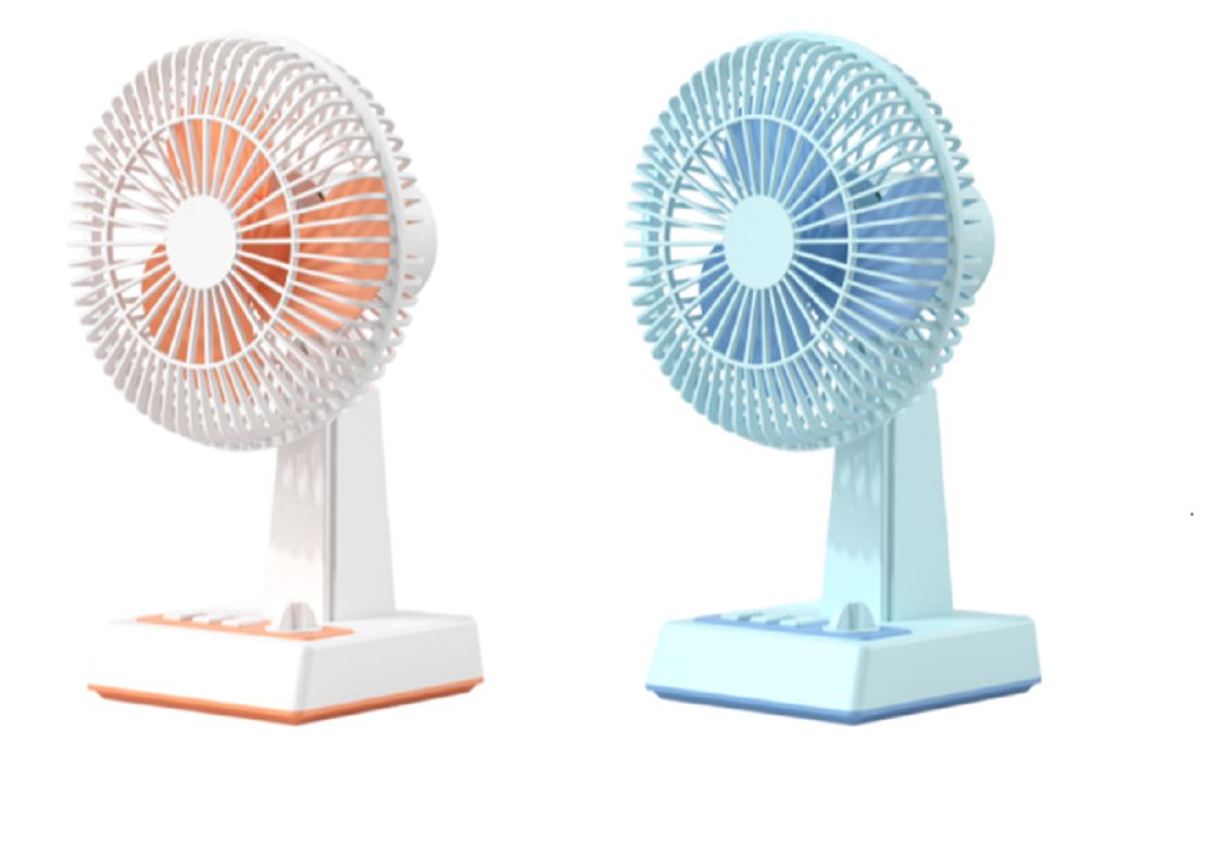 ETEK Ventilatore USB multifunzione portatile, appeso/desktop a doppio uso, impostazioni a 3 velocità, materiale ABS+PP, funzionamento a bassa energia sicuro 5V/6W