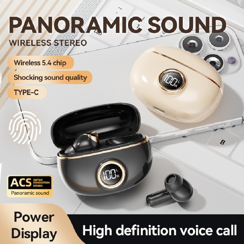 Auricolari TWS ETEK Plated Bluetooth 5.4 con F10, auricolari da 25mAh + custodia da 230mAh (scheda di protezione), tempo di chiamata 2-3 ore.