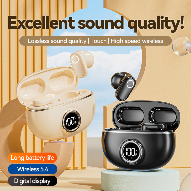 Auricolari TWS ETEK Plated Bluetooth 5.4 con F10, auricolari da 25mAh + custodia da 230mAh (scheda di protezione), tempo di chiamata 2-3 ore.