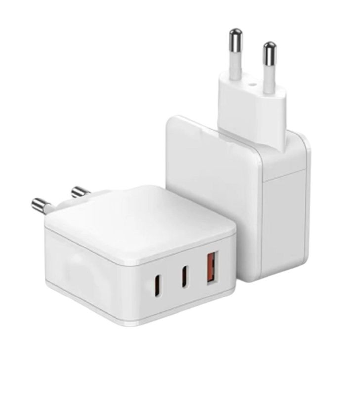 Caricabatterie GaN a tre porte con 65W di uscita massima Protocolli PD/QC Allocazione di potenza intelligente 110-240V Nero/bianco