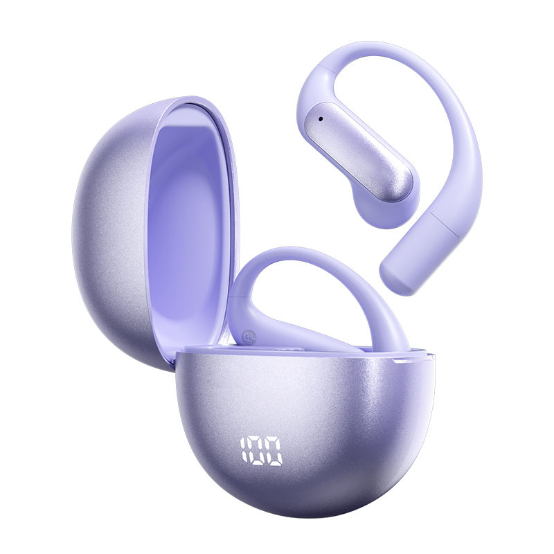 ETEK OWS Auricolari aperti Batteria da 40 mAh mentre la custodia di ricarica contiene batteria protetta da 500 mAh Nero Viola Argento