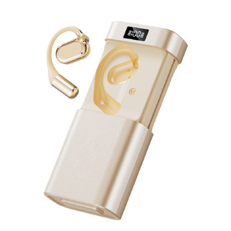 Auricolari wireless con traduzione AI ETEK Open-fit con torcia a LED e power bank custodia di ricarica 1800mAh Nero / Carnagione