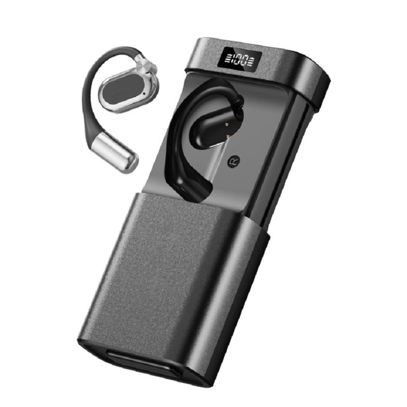 Auricolari wireless con traduzione AI ETEK Open-fit con torcia a LED e power bank custodia di ricarica 1800mAh Nero / Carnagione