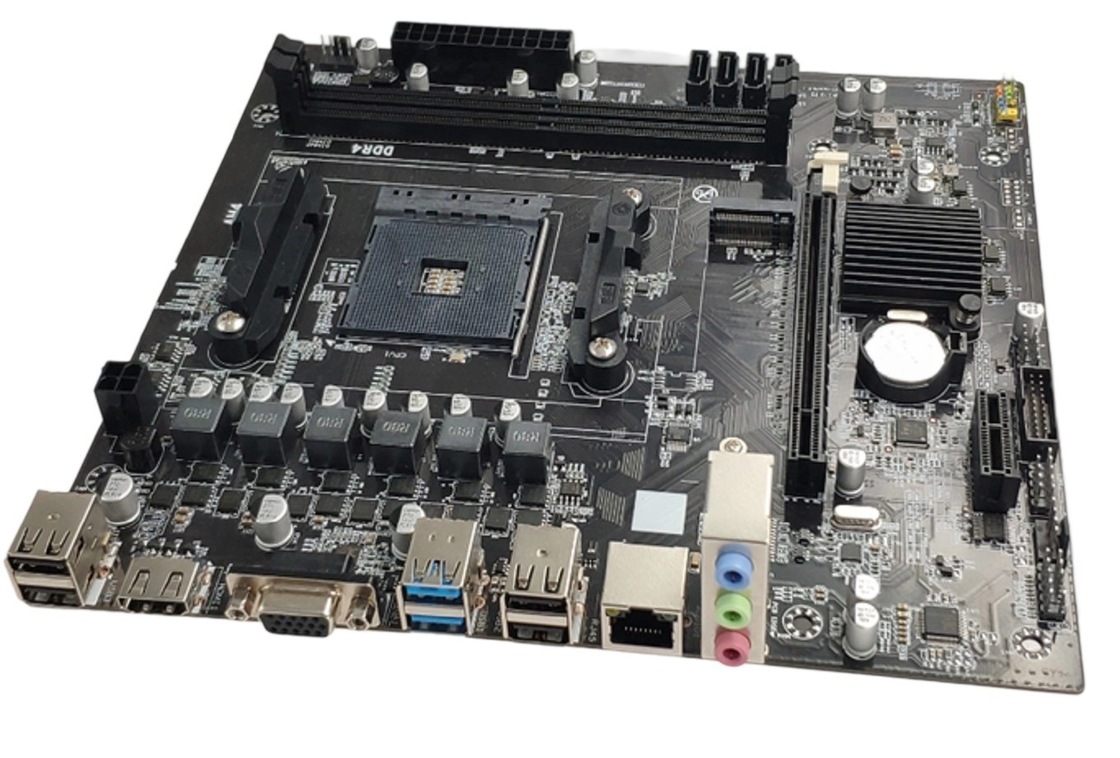 Scheda madre M-ATX AM4 per CPU Ryzen3/5, slot Dual DDR4, 4 porte SATA3.0, uscite video VGA+HDMI e 3 jack audio da 3,5 mm