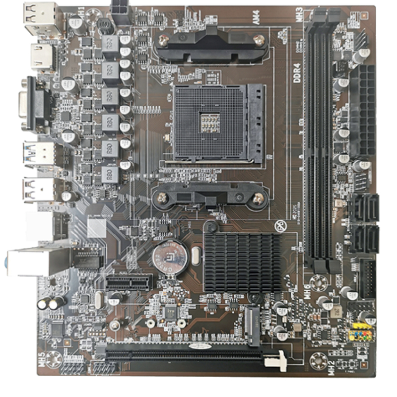 Scheda madre M-ATX AM4 per CPU Ryzen3/5, slot Dual DDR4, 4 porte SATA3.0, uscite video VGA+HDMI e 3 jack audio da 3,5 mm