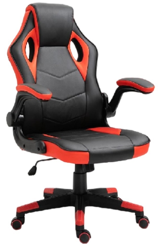 Sedia da gaming ergonomica con base in nylon da 350mm, ruote in PU da 100mm, pistone a gas da 100mm e braccioli ribaltabili con imbottitura in PU per un supporto flessibile