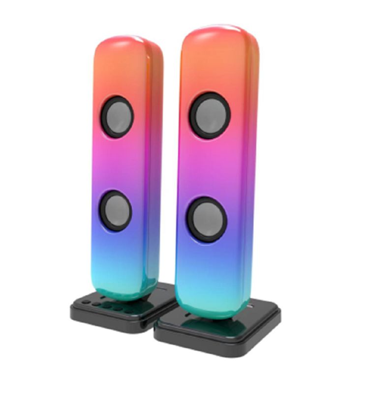 La soundbar ETEK eroga 5W*4 RMS tramite driver duali da 2 pollici, coprendo una frequenza di 35Hz-16KHz. Richiede un adattatore da 12V2.5A.