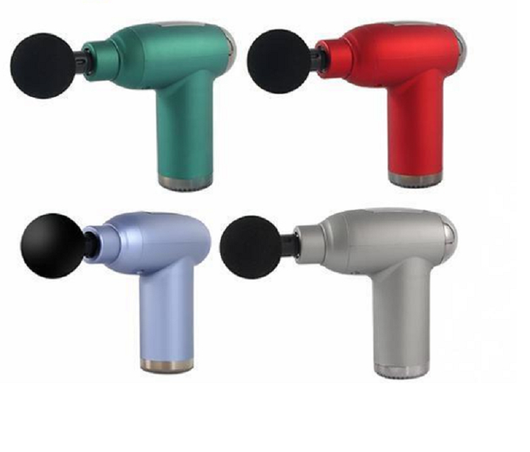 Pistola massaggiante con struttura in ABS, batteria da 1500mAh e potenza da 24W, offre controllo a pulsante, 6 modalità + 32 modalità LCD