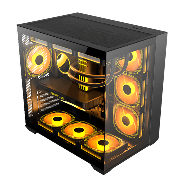 Case per computer supporta schede madri EATX/ATX/Micro-ATX/Mini-ITX/BTF con acciaio SPCC da 0,6 mm e vetro temperato su entrambi i lati