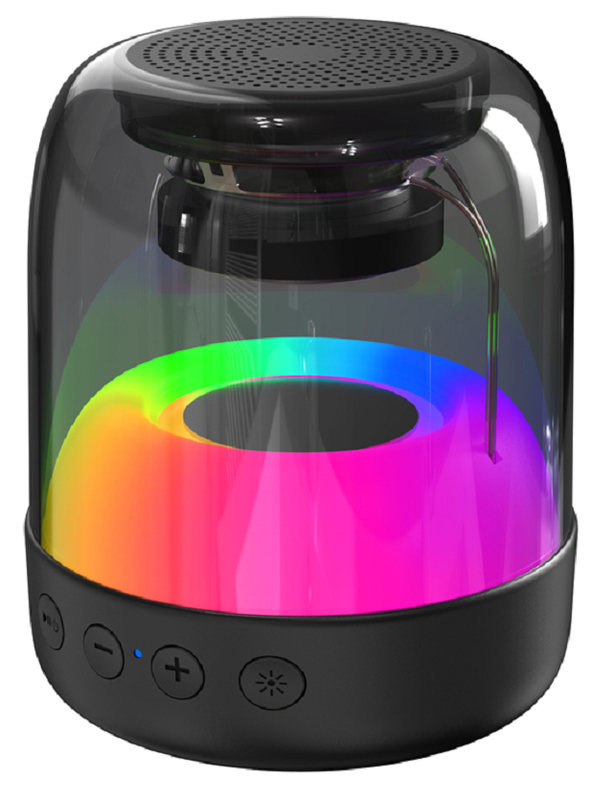 Altoparlante Bluetooth portatile 3W, driver da 2 pollici, scocca in ABS, illuminazione RGB, 500mAh, supporta BT/AUX/USB/TF, chiamate a mani libere