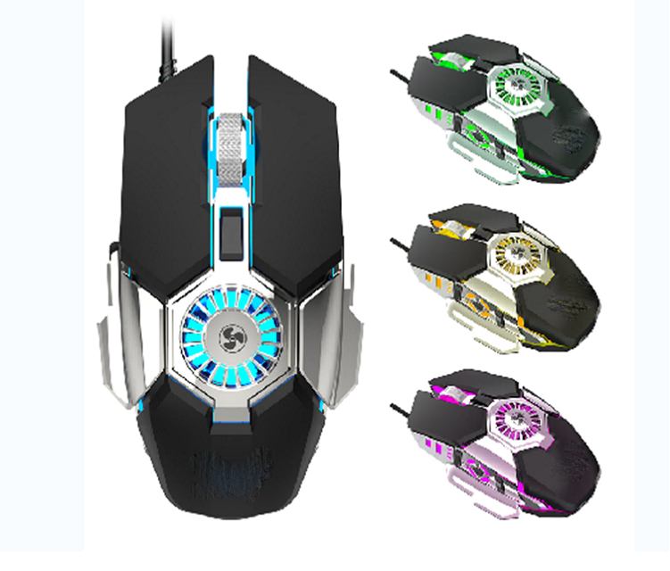 Mouse per giochi RGB 6 pulsanti regolabile DPI 1000/1600/3200/6400 Colorato Breathing Light ABS 8M Click Life 5V/100mA