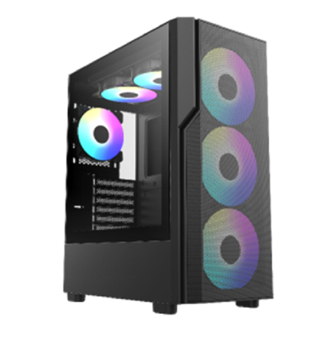 Cassa da gioco ATX a media torre con vetro temperato, 7 slot di espansione, USB 3.0 + Tipo-C (opzionale) e supporto per il raffreddamento anteriore / superiore / posteriore