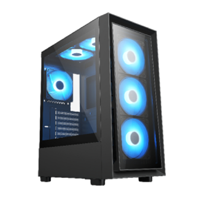 Cassa da gioco ATX a media torre con vetro temperato, 7 slot di espansione, USB 3.0 + Tipo-C (opzionale) e supporto per il raffreddamento anteriore / superiore / posteriore
