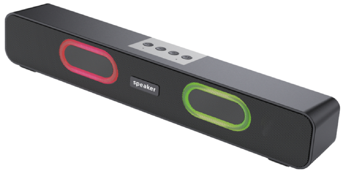 Altoparlante Bluetooth portatile multifunzione da 10W, TF/USB/FM/AUX, Chiamata a mani libere, Doppio diaframma con luce, 1200mAh, Nero