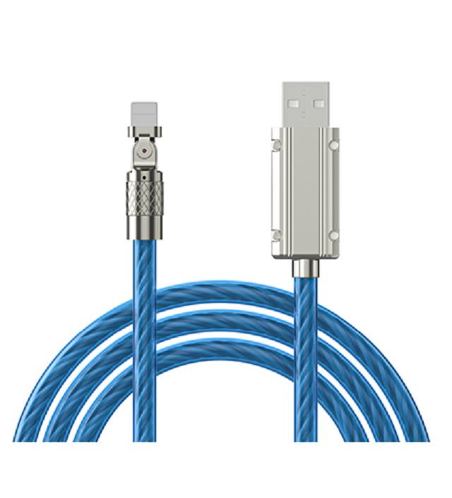 Cavo LED Rotante ETEK 1M, TPE, 4-Core, Ricarica Rapida & Dati, Lega di Zinco, Bianco/Blu/Rosso/Verde