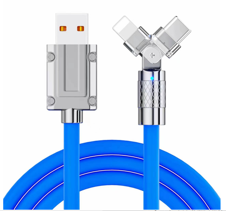 ETEK 4-Core Fast Charging USB Cable,1M, Pure Copper, TPE+Zinc Alloy, 7 Colors, with LED Indicator