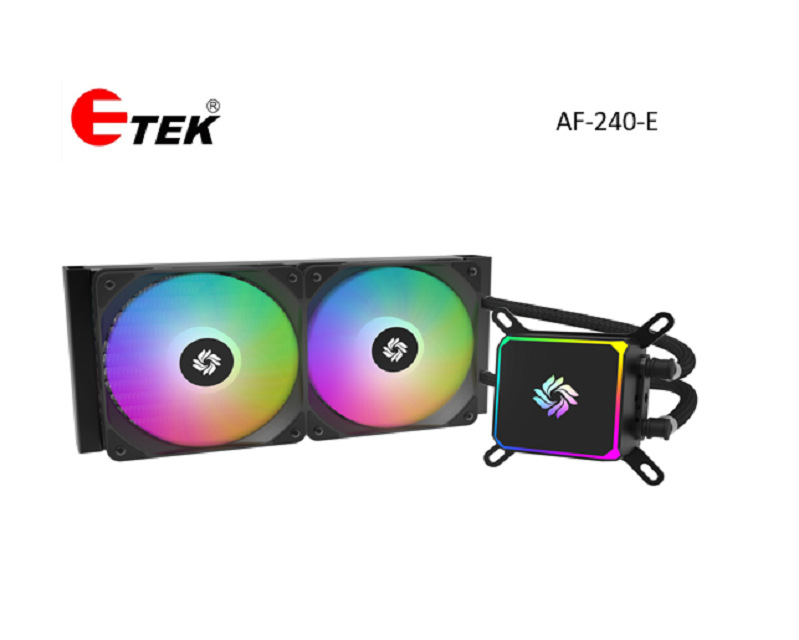 Dissipatore a liquido per CPU ETEK 240mm A-RGB, 265W, Water Block quadrato, Ventole PWM, Compatibile LGA1700/AM5