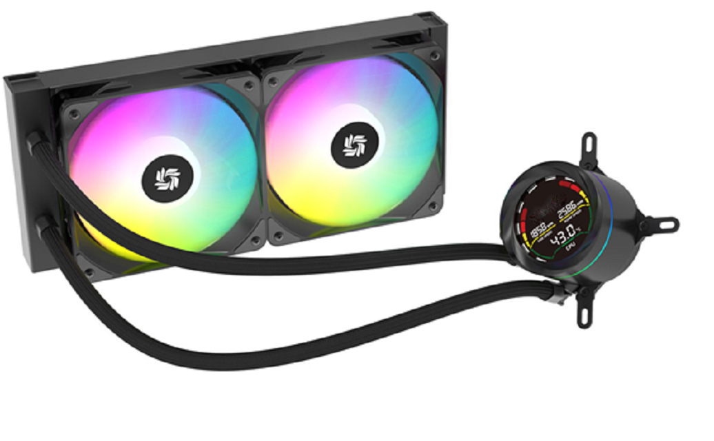 ETEK 240mm ARGB AIO Liquid CPU Cooler,270W TDP, Digital Segment Display + ARGB Water Block, Ventilatori PWM,per marchi di PC da gioco